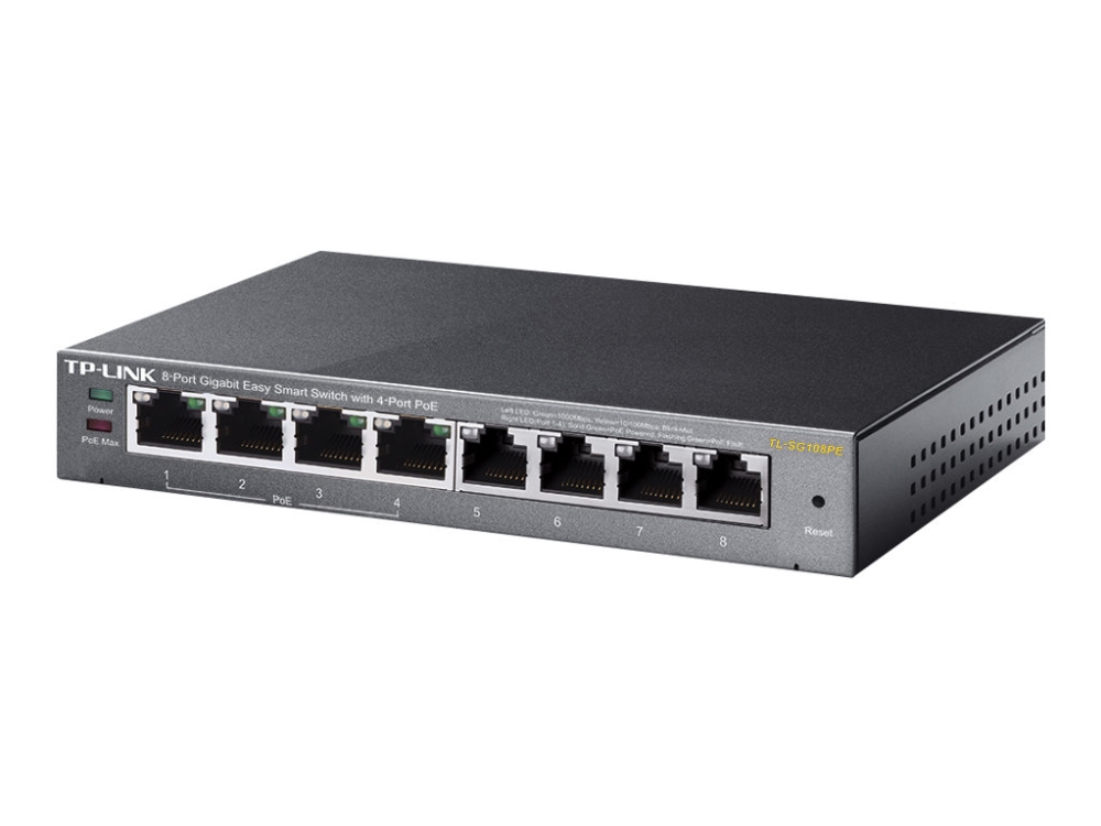 Tp Link Easy Smart Tl Sg108pe   Switch   Smart   4 X 10 100 1000 (4 Poe+) + 4 X 10 100 1000   Desktop   Poe+ (64 W) fra Tp-link