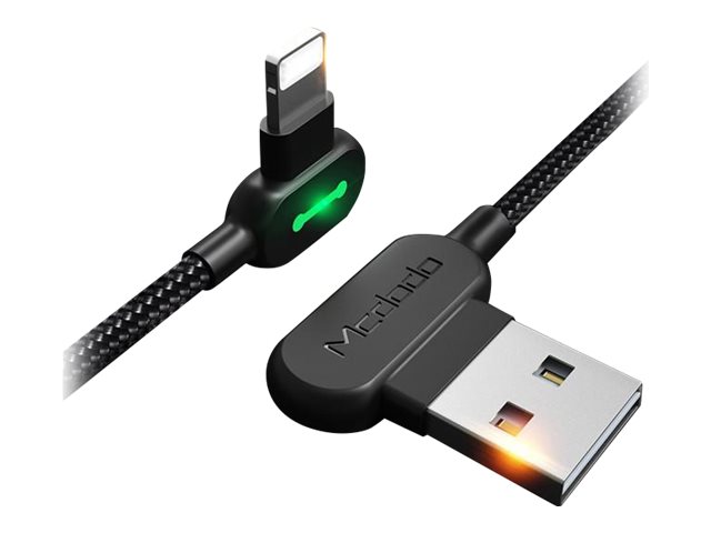 Lightning Kabel   Usb Han Vinklet Til Lightning Han Vinklet   1.2 M   Sort fra Mcdodo