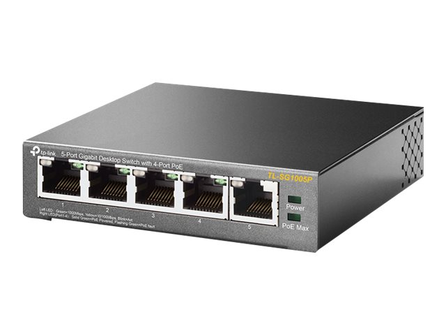 Tp Link Tl Sg1005p   Switch   Ikke Administreret   4 X 100 1000  Poe 56w + 1 X 10 100 1000 fra Tp-link