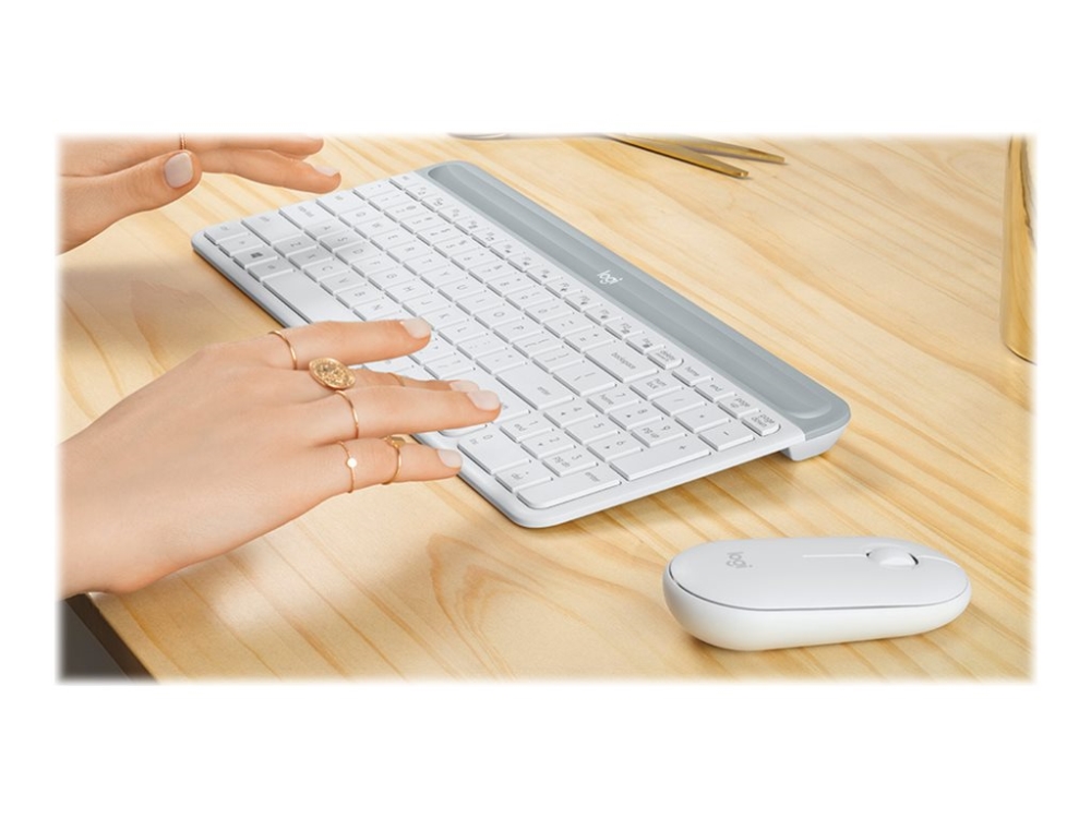 Slim Wireless Combo Mk470 Sæt Med Mus Og Tastatur Trådløs 2.4 Ghz Us International Off White fra Logitech