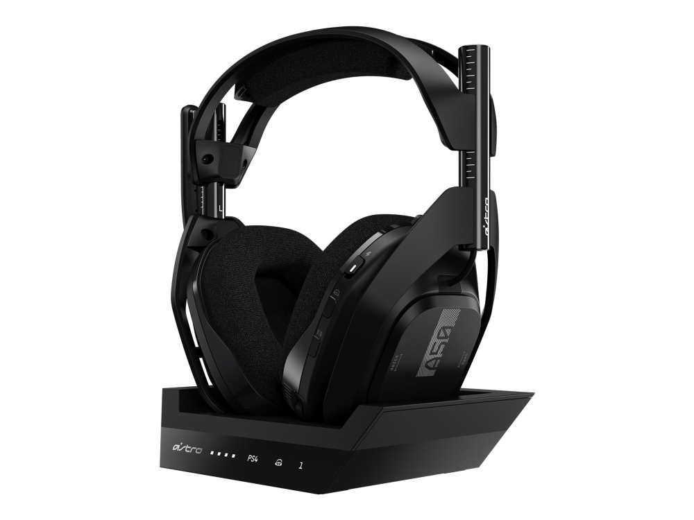 Astro A50 + Base Station   For Ps4   Headset   Fuld Størrelse   2,4 Ghz   Trådløs   Grå, Sort   Med Astro Wireless  5 Ghz Base Station Transmitter Ch fra Logitech