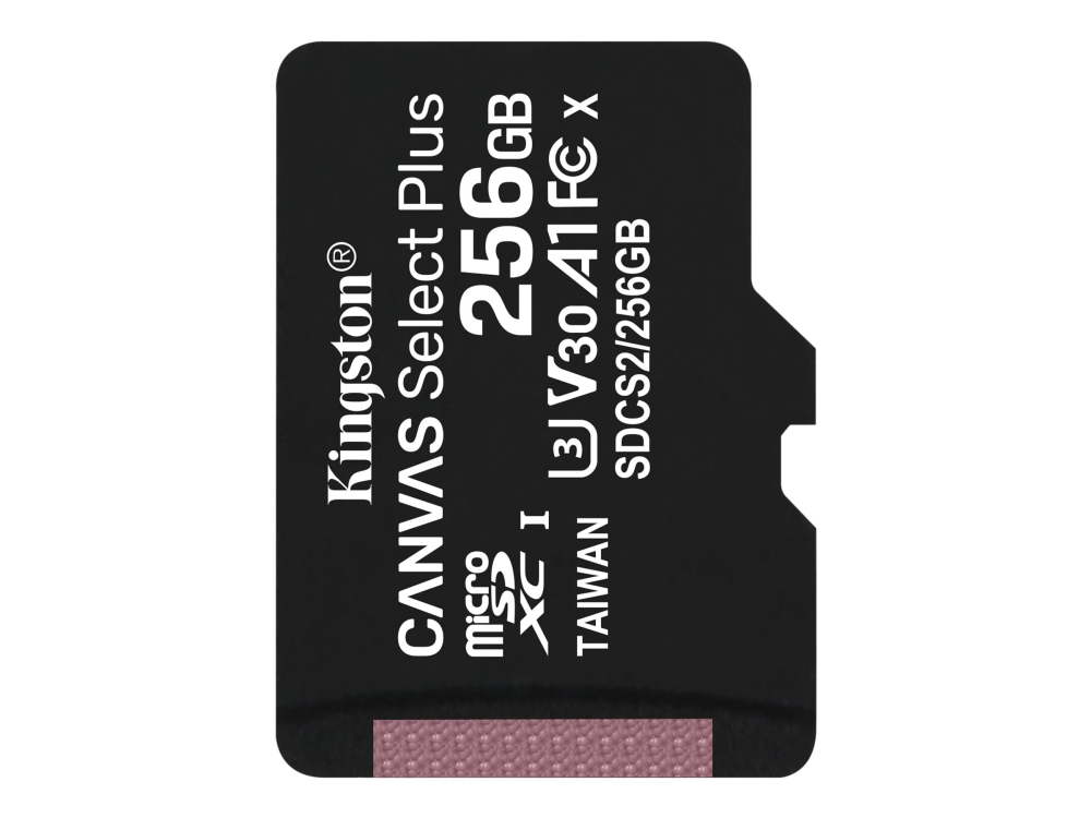 Kingston Canvas Select Plus   Flashhukommelseskort   256 Gb   A1   Video Class V30   Uhs Class 3   Class10   Microsdxc Uhs I fra Kingston Technology