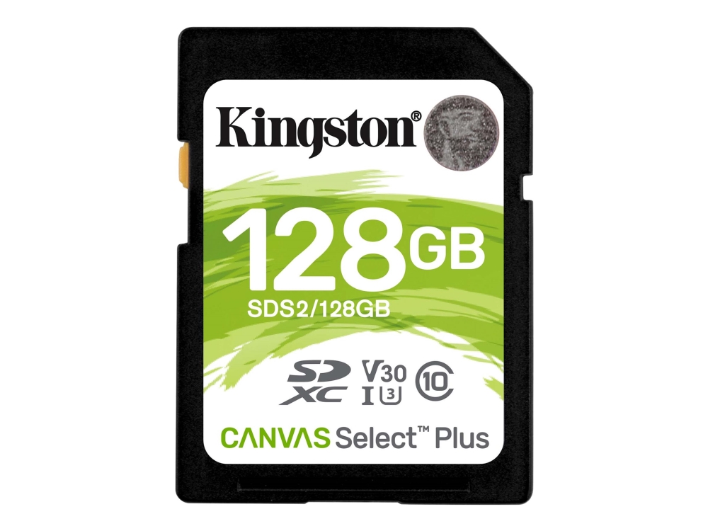 Kingston Canvas Select Plus   Flashhukommelseskort   128 Gb   Video Class V30   Uhs I U3   Class10   Sdxc Uhs I fra Kingston Technology