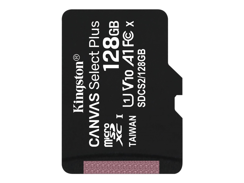 Kingston Canvas Select Plus   Flashhukommelseskort   128 Gb   A1   Video Class V10   Uhs Class 1   Class10   Microsdxc Uhs I fra Kingston Technology