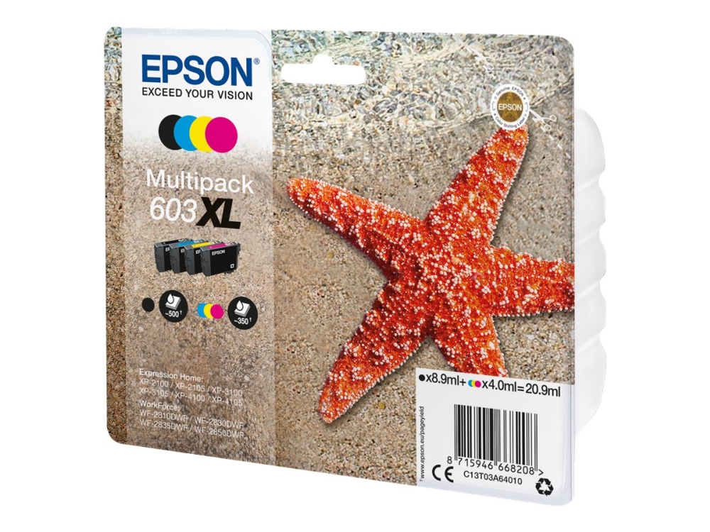 603xl Multipack   Xl   Sort, Gul, Cyan, Magenta   Original   Blister   Blækpatron   For Expression Home Xp 2100, 2105, 3100, 3105, 4100, 4105 fra Epson