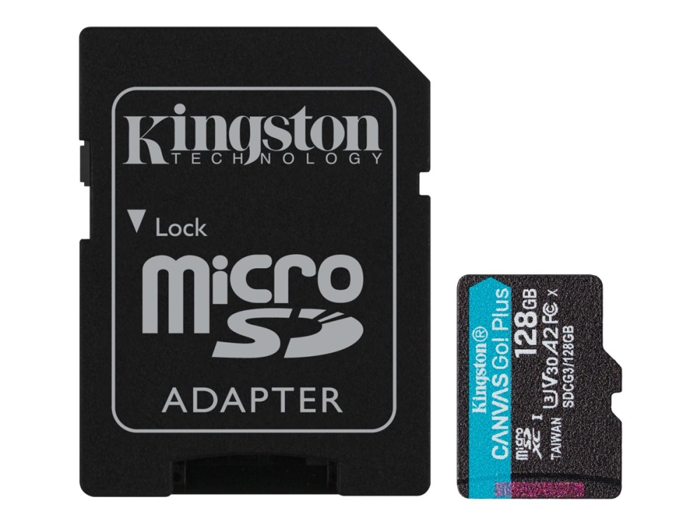 Kingston Canvas Go! Plus   Flashhukommelseskort (microsdxc Til Sd Adapter Inkluderet)   128 Gb   A2   Video Class V30   Uhs I U3   Class10   Microsdx fra Kingston Technology