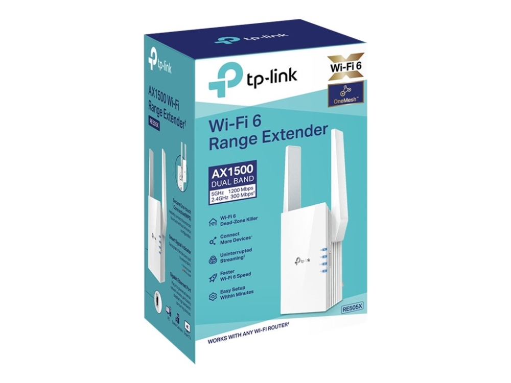 Tp Link Re505x   Wifi Rækkeviddeforlænger   1gbe   Wi Fi 6   2.4 Ghz, 5 Ghz fra Tp-link