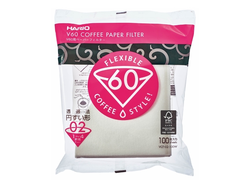 Vcf 02 100w, Kop, Engangskaffefilter, Papir, Hvid, 100 G, 100 Stk fra Hario