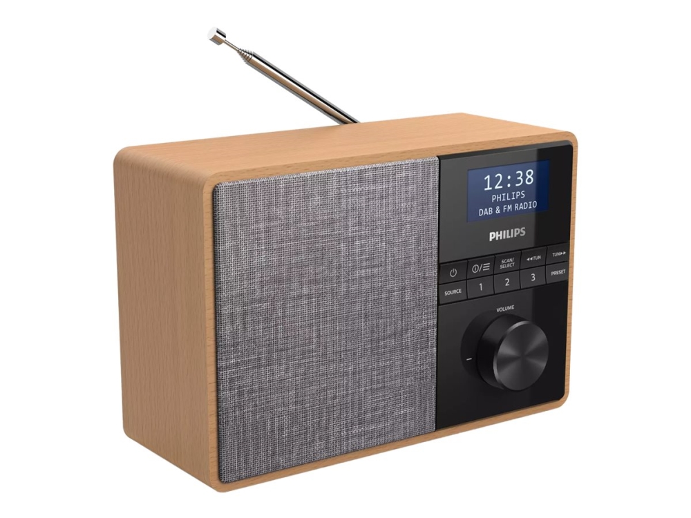 | Tar5505   Dab Bærbar Radio   5 Watt   Lyst Træ fra Philips