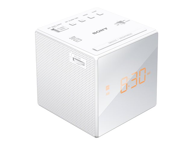 Icf C1   Clock Radio   White   230v Ac   Backup Power Supply Via Battery (cr2032) fra Sony