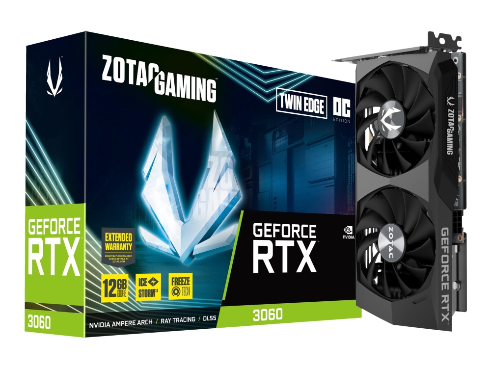 Gaming Nvidia® Geforce® Rtx 3060 Twin Edge Oc   Grafikkort   Gf Rtx 3060   12 Gb Gddr6   Pcie 4.0 X16   Hdmi, 3 X Displayport   Lhr fra Zotac
