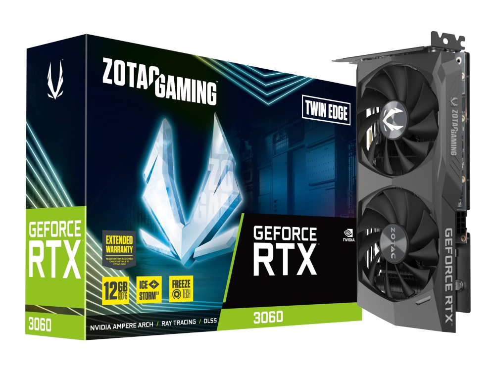 Gaming Nvidia® Geforce® Rtx 3060 Twin Edge   Grafikkort   Gf Rtx 3060   12 Gb Gddr6   Pcie 4.0 X16   Hdmi, 3 X Displayport   Lhr fra Zotac