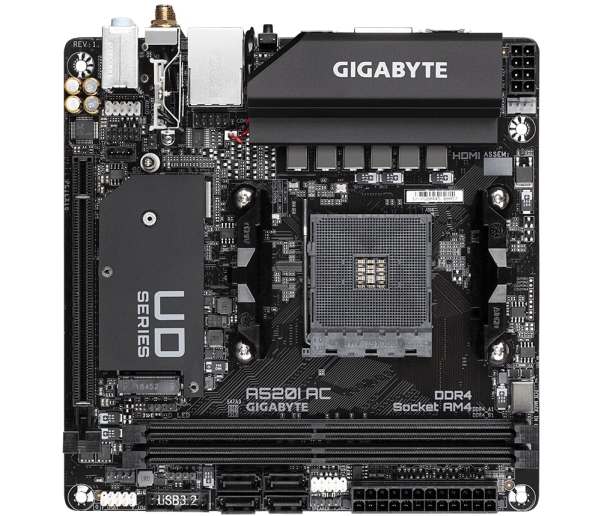Gigabyte A520i Ac, Amd, Socket Am4, 3. Generation Amd Ryzen™ 3, 3. Generation Amd Ryzen 5, 3. Generation Amd Ryzen™ 7, 3. Generation..., Socket Am4, fra Gigabyte Technology