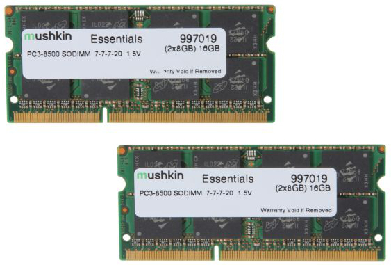 Mushkin Essentials   Ddr3   Sæt   16 Gb: 2 X 8 Gb   So Dimm 204 Pin   1066 Mhz   Pc3 8500   Cl7   1.5 V   Ikke Bufferet   Ikke Ecc fra Mushkin Enhanced