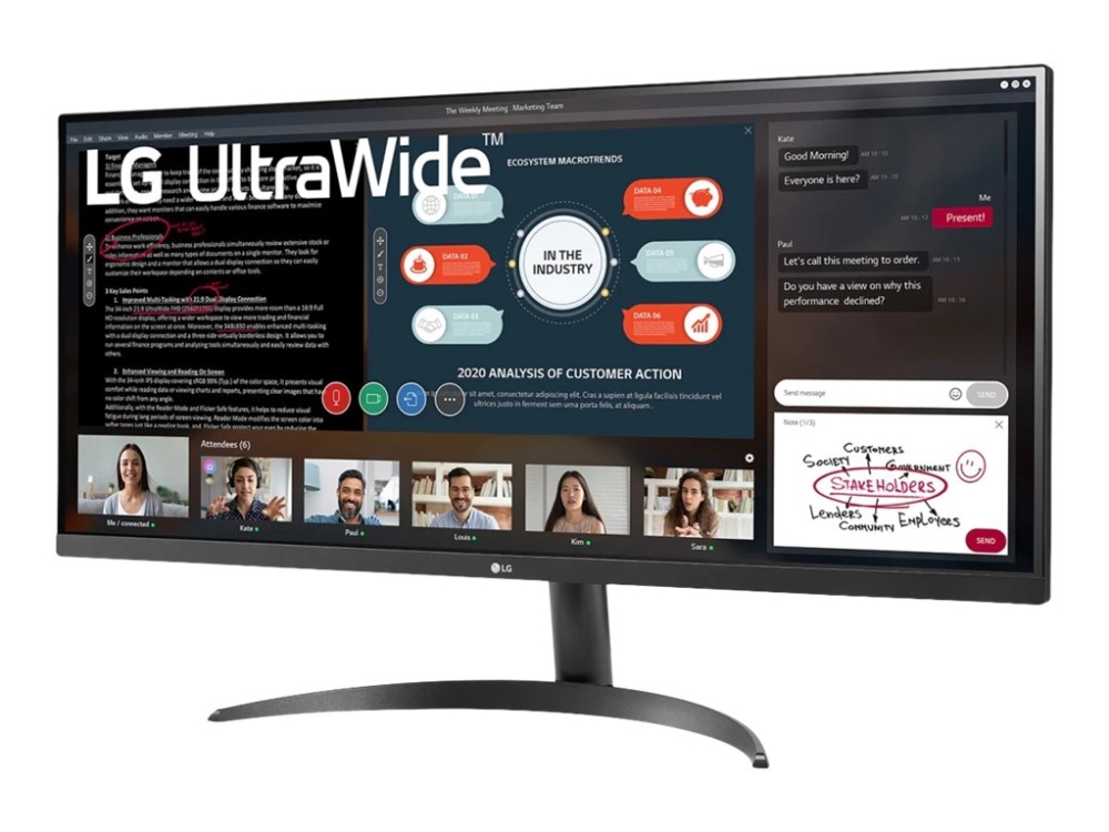 Lg 34wp500 B   Led Skærm   34"   2560 X 1080 Uwfhd @ 75 Hz   Ips   250 Cd M²   1000:1   Hdr10   5 Ms   2xhdmi fra Lg Electronics