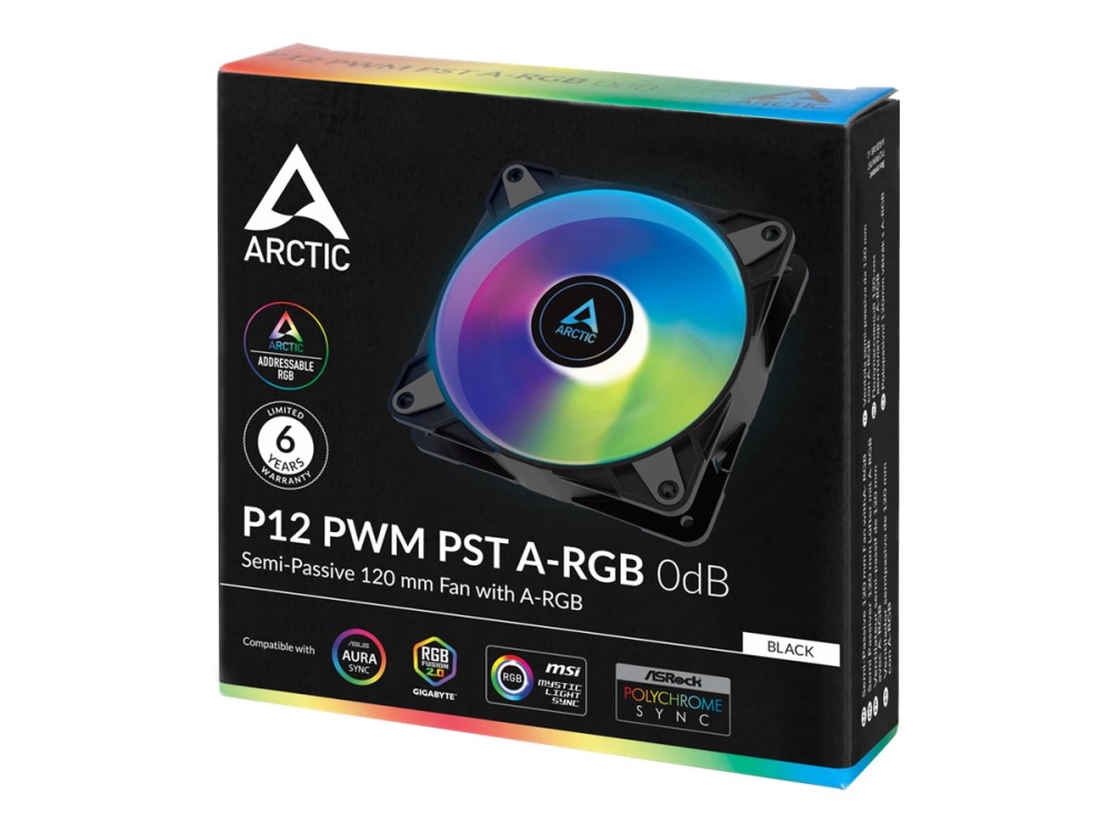 Arctic P12 Pwm Pst A Rgb 0db   Value Pack   Indsats Med Blæser   120 Mm   Sort (pakke Med 3) fra Arctic Cooling