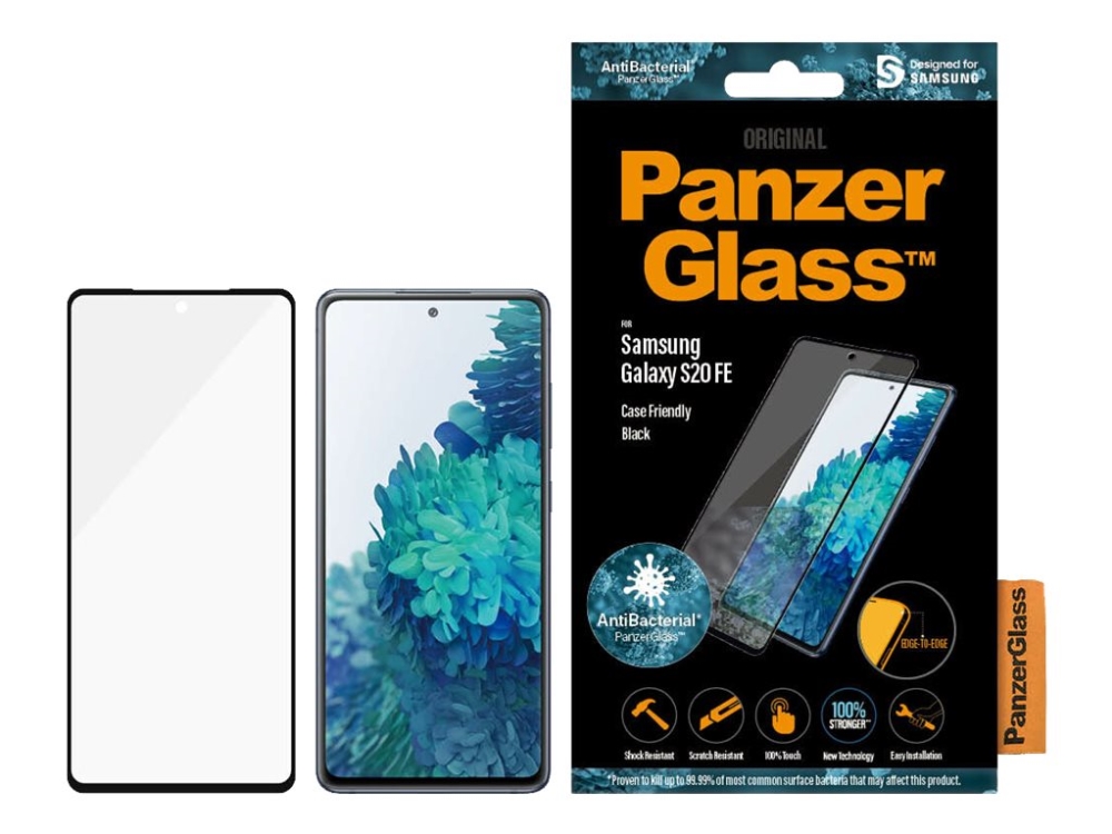 ™ | Case Friendly   Skærmbeskytter For Mobiltelefon   Edge To Edge Fit   Rammefarve Sort | Samsung Galaxy S20 Fe S20 Fe 5g fra Panzerglass