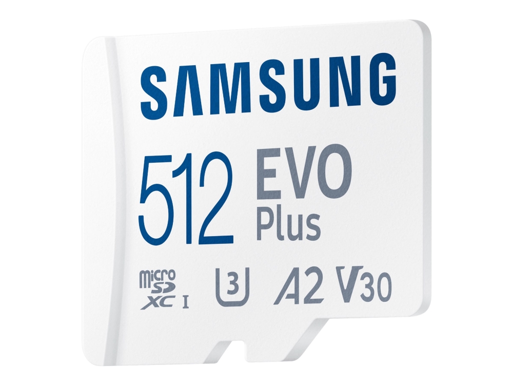Evo Plus Mb Mc512ka   Flashhukommelseskort (microsdxc Til Sd Adapter Inkluderet)   512 Gb   A2   Video Class V30   Uhs I U3   Class10   Micro fra Samsung