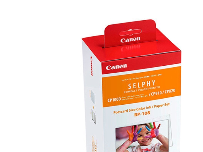 Rp 108   Kassette Og Papirsæt Til Print Bånd   For Selphy Cp1000, Cp1200, Cp1300, Cp820, Cp910 fra Canon