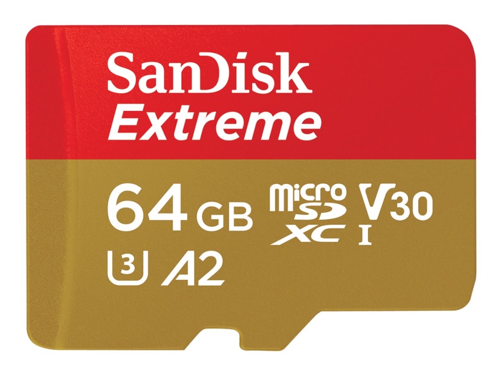 Extreme Flashhukommelseskort (microsdxc Til Sd Adapter Inkluderet) 64 Gb A2 Video Class V30 Uhs I U3 Class10 Microsdxc Uhs I fra Sandisk