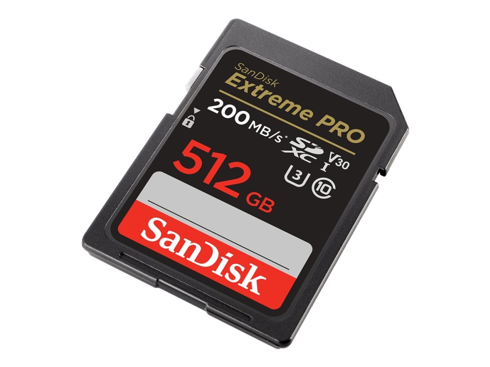 Extreme Pro   Flashhukommelseskort   512 Gb   Video Class V30   Uhs I U3   Class10   Sdxc Uhs I fra Sandisk