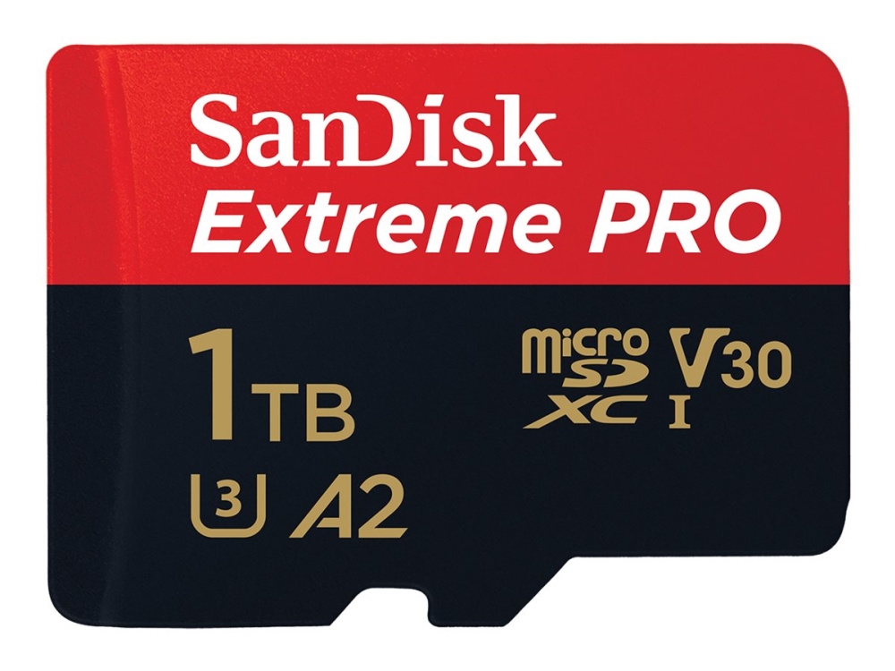 Extreme Pro   Flashhukommelseskort (microsdxc Til Sd Adapter Inkluderet)   1 Tb   A2   Video Class V30   Uhs I U3   Class10   Microsdxc Uhs I fra Sandisk