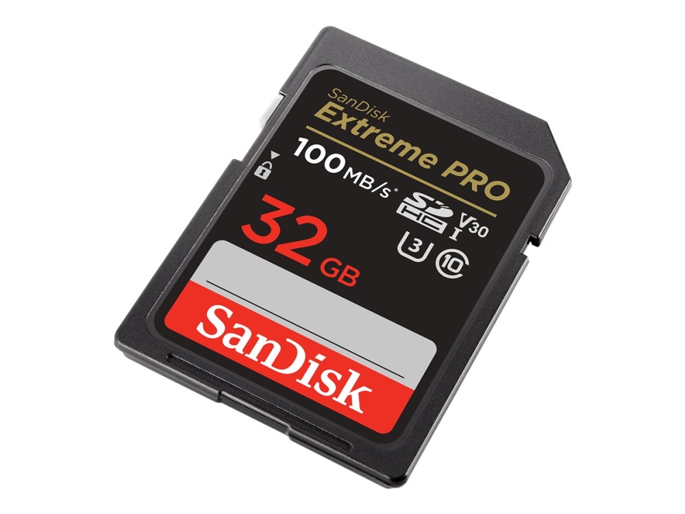 Extreme Pro   Flashhukommelseskort   32 Gb   Video Class V30   Uhs I U3   Class10   Sdhc Uhs I fra Sandisk