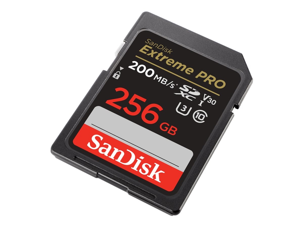 Extreme Pro   Flashhukommelseskort   256 Gb   Video Class V30   Uhs I U3   Class10   Sdxc Uhs I fra Sandisk