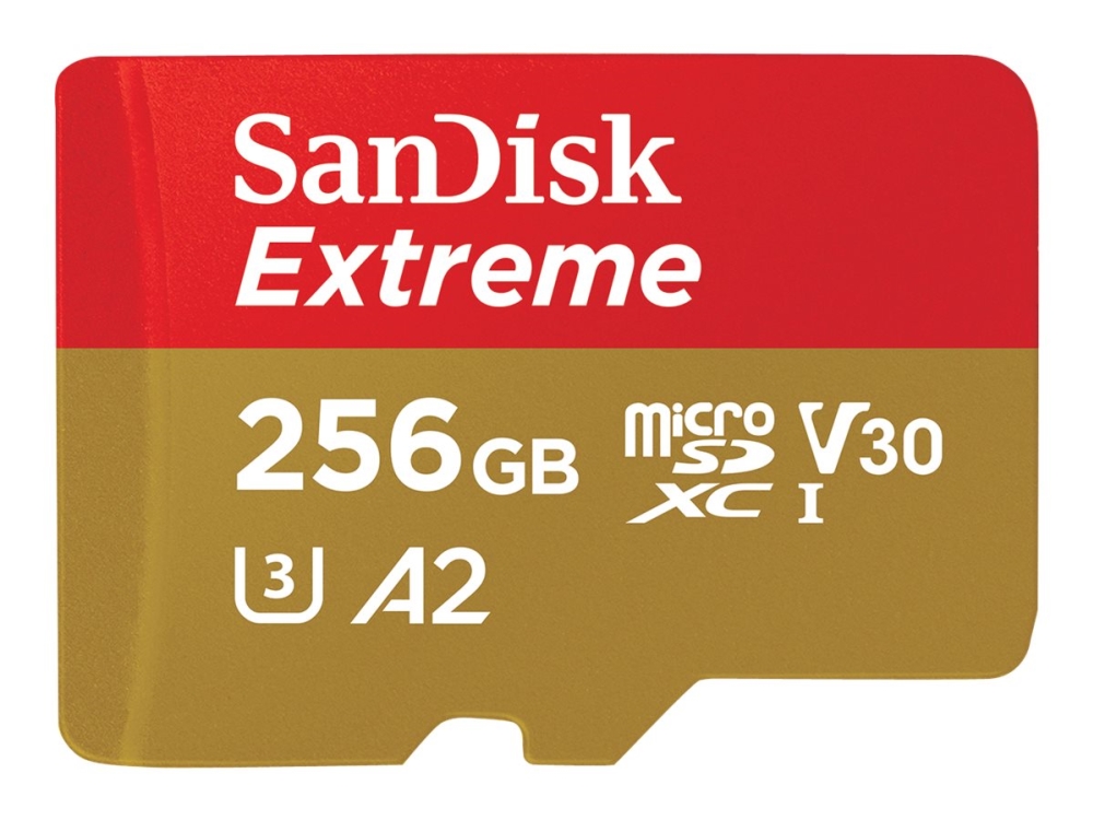 Extreme Flashhukommelseskort (microsdxc Til Sd Adapter Inkluderet) 256 Gb A2 Video Class V30 Uhs I U3 Class10 Microsdxc Uhs I fra Sandisk