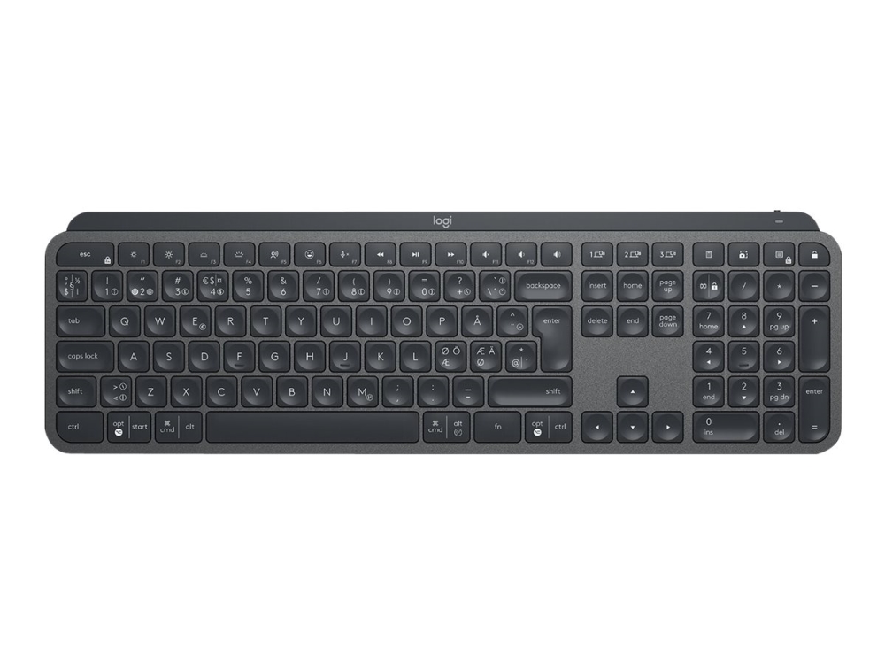 ® | Mx Keys For Business   Tastatur   Bagbelyst   Bluetooth, 2.4 Ghz   Qwerty   Pan Nordic   Grafit fra Logitech