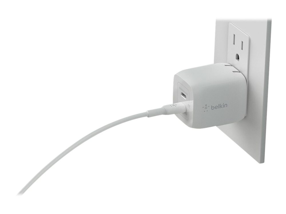 Belkin Boostcharge Pro Gan   Strømforsyningsadapter   Pps Og Gan Teknologi   65 Watt   Fast Charge, Pd 3.0   2 Output Stikforbindelser (2 X Usb C)   fra Belkin Components