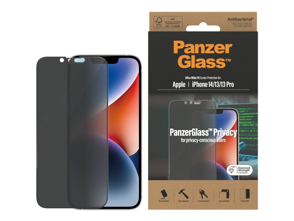 ™ | Privacy Edition  Skærmbeskytter For Mobiltelefon   Edge To Edge Fit   Rammefarve Sort | Apple Iphone 13 13 Pro 14 fra Panzerglass