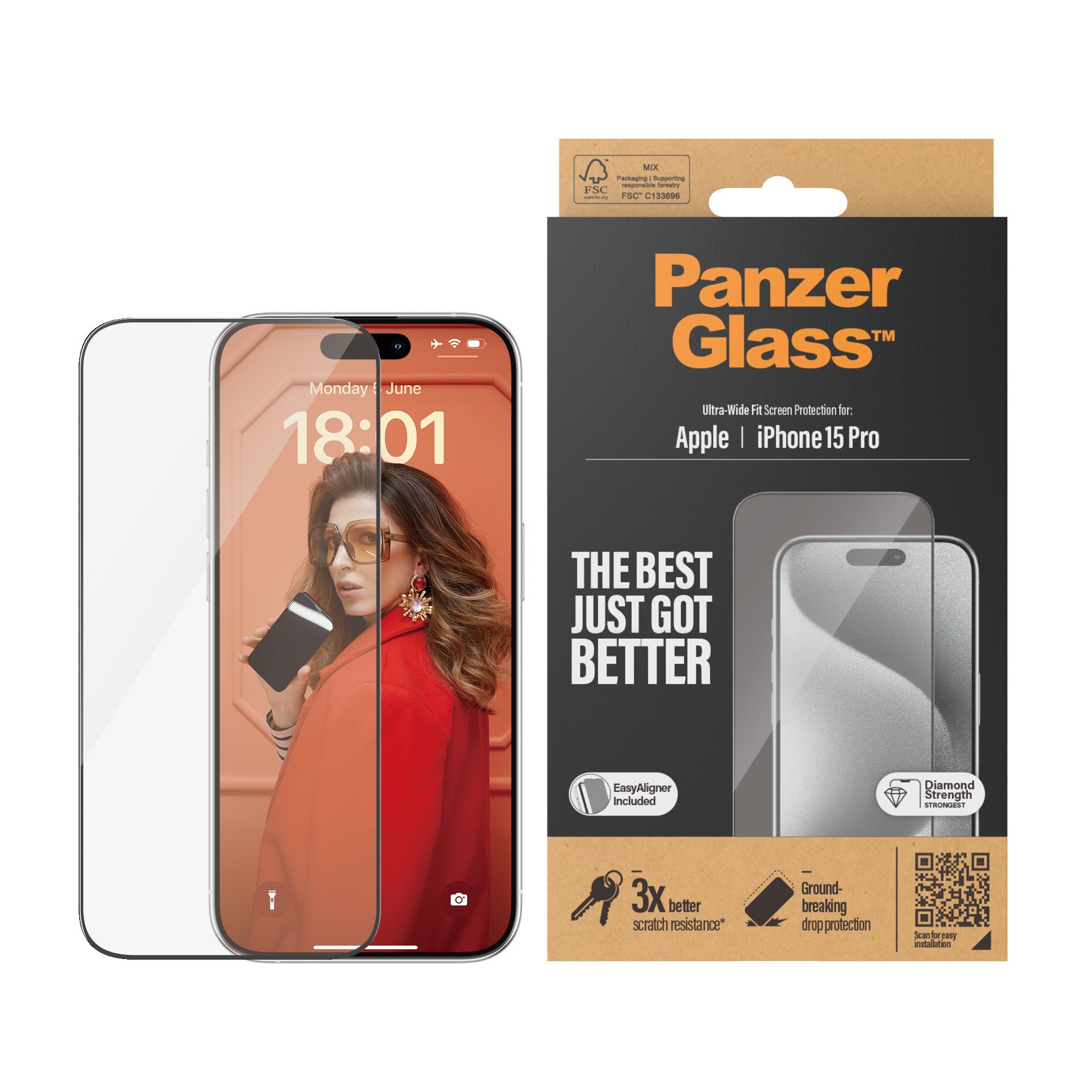 ™ | Skærmbeskyttelse   Ultra Wide Fit | Apple Iphone 15 Pro fra Panzerglass