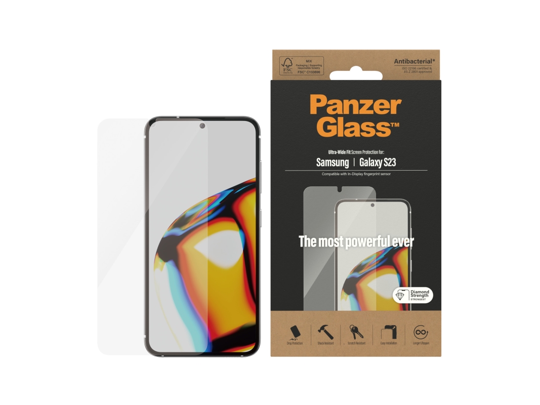 ™ | Skærmbeskytter For Mobiltelefon   Ultra Wide Fit | Samsung Galaxy S23 fra Panzerglass