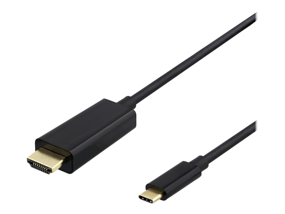 Adapterkabel   24 Pin Usb C Han Til Hdmi Han   1 M   Sort   4k30 Hz Support fra Deltaco