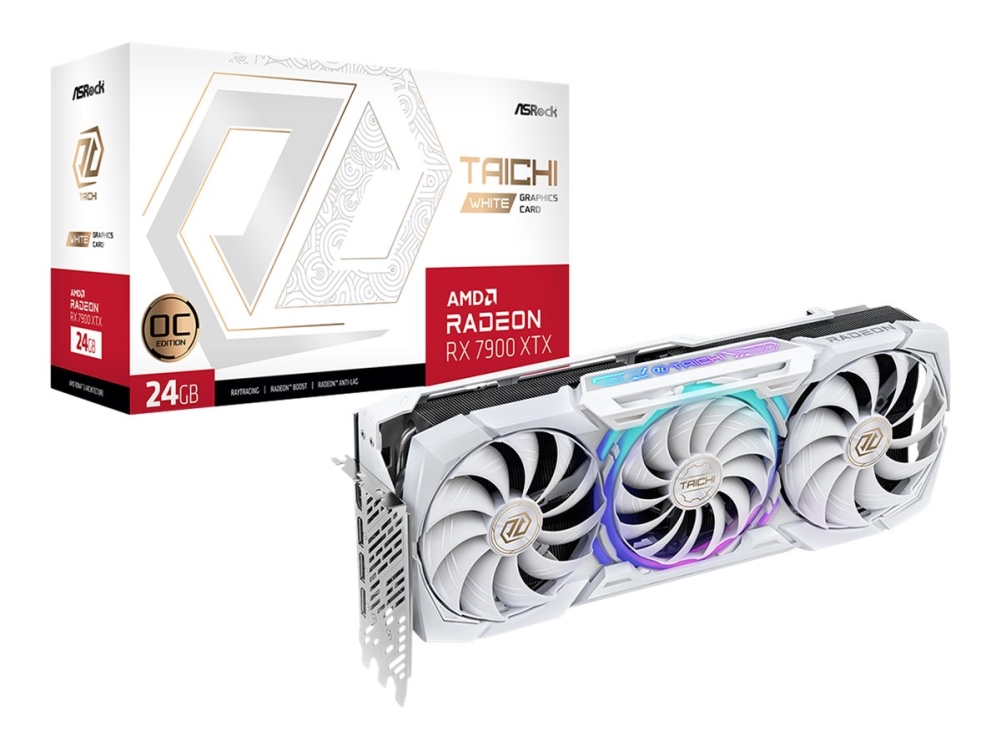 Radeon Rx 7900 Xtx Taichi White 24gb Oc   Grafikkort   Radeon Rx 7900 Xtx   24 Gb Gddr6   Pcie 4.0 X16   3 X Displayport, Hdmi   Hvid fra Asrock