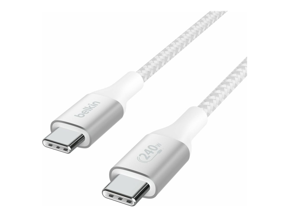 Belkin Boostcharge   Usb Kabel   24 Pin Usb C (han) Til 24 Pin Usb C (han)   Usb 2.0   2 M   Op Til 240 W Strømforsyningssupport   Hvid fra Belkin Components