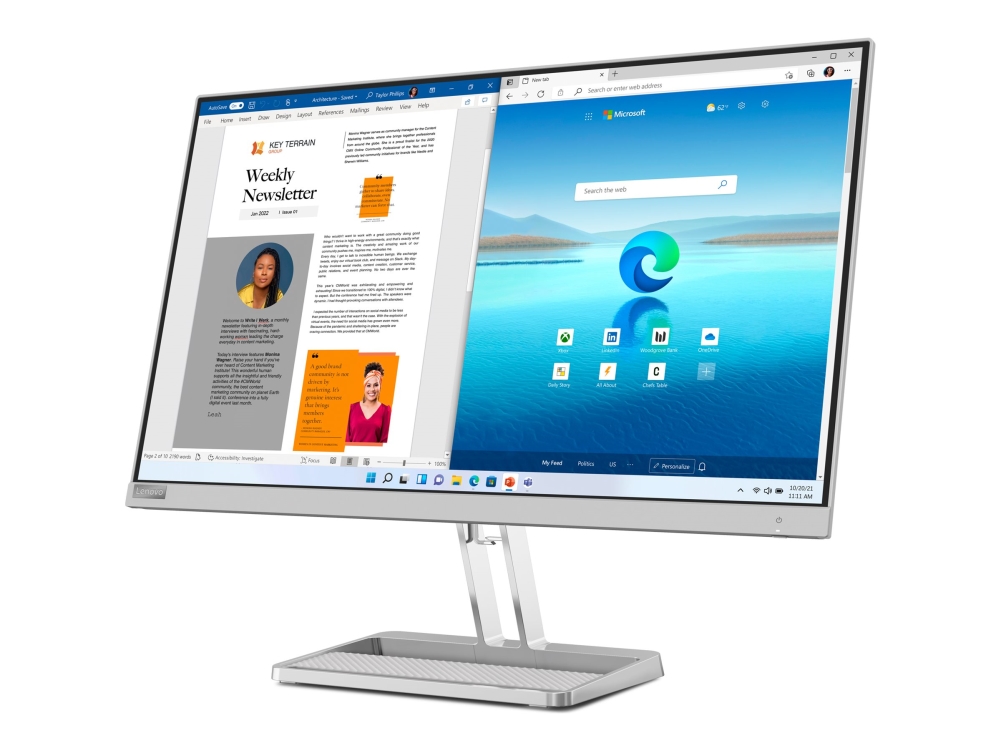 L27i 40 Led Skærm 27" 1920 X 1080 Full Hd (1080p) @ 100 Hz Ips 300 Cd M² 1300:1 4 Ms 2xhdmi, Vga Højtalere Skygrå fra Lenovo