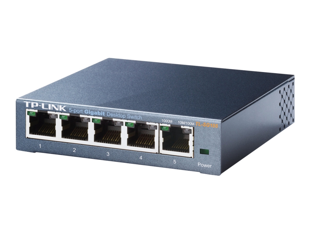 Tp Link Tl Sg105 5 Port Metal Gigabit Switch   Switch   Ikke Administreret   5 X 10 100 1000   Desktop fra Tp-link
