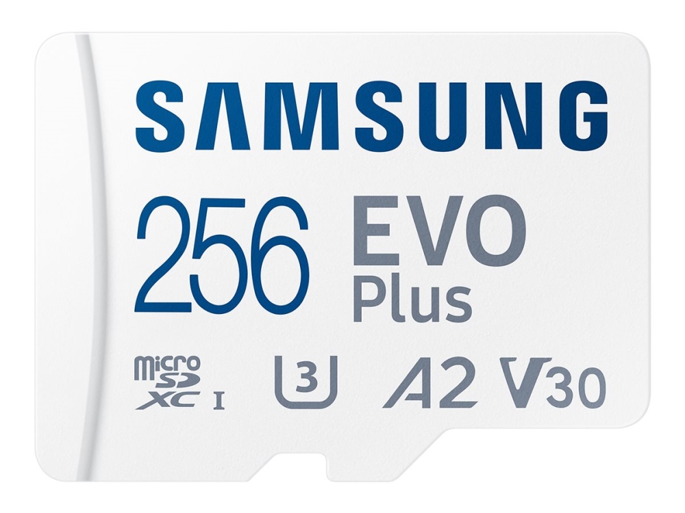 Evo Plus Mb Mc256s Flashhukommelseskort (microsdxc Til Sd Adapter Inkluderet) 256 Gb A2 Video Class V30 Uhs I U3 Class10 Micros fra Samsung