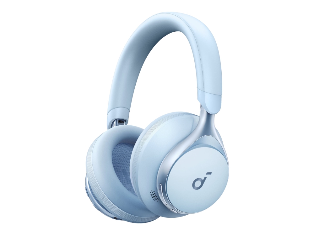 Soundcore Space One   Hovedtelefoner Med Mik.   Fuld Størrelse   Bluetooth   Trådløs, Kablet   Aktiv Støjfjerning   3,5 Mm Jackstik   Himmelblå fra Anker