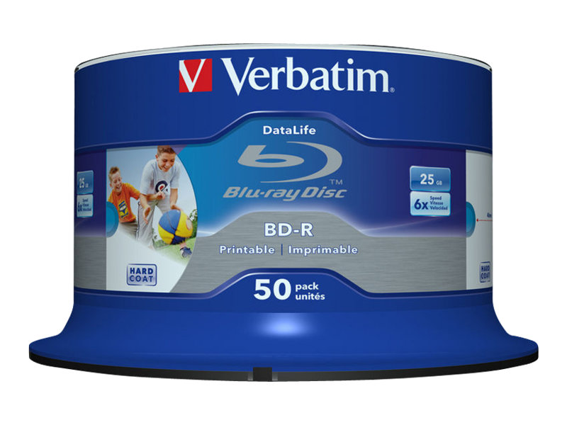 Datalife   50 X Bd R   25 Gb 6x   Printbar Overflade For Ink Jet   Spindle fra Verbatim