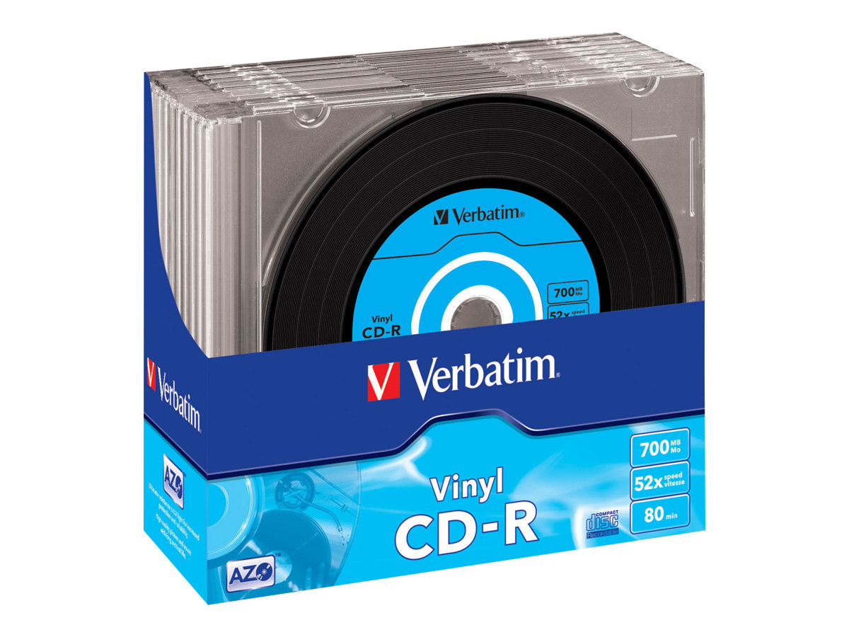 Data Vinyl   10 X Cd R   700 Mb 52x   Tynd Cd Boks fra Verbatim