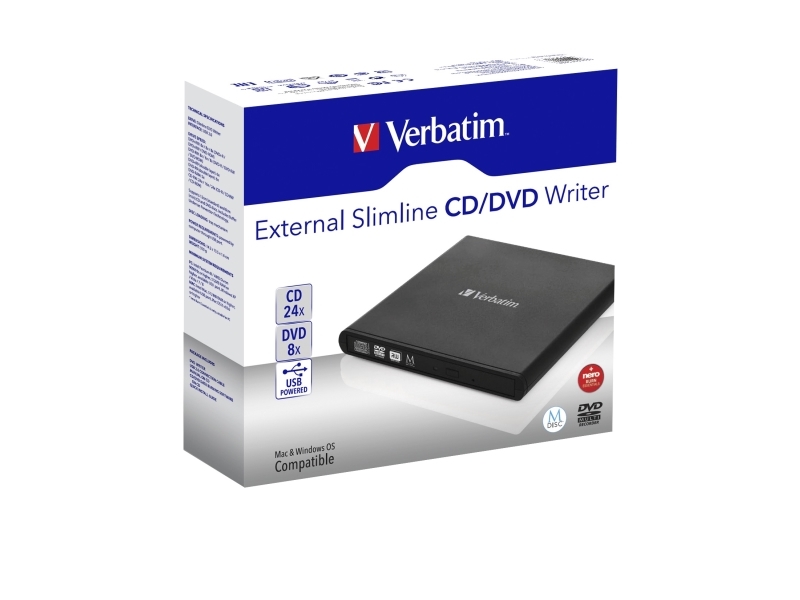 Slimline   Disk Drev   Dvd±rw (±r Dl)   Usb 2.0   Ekstern fra Verbatim