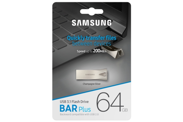 Bar Plus Muf 64be3   Usb Flashdrive   64 Gb   Usb 3.1 Gen 1   Champagne Sølv fra Samsung
