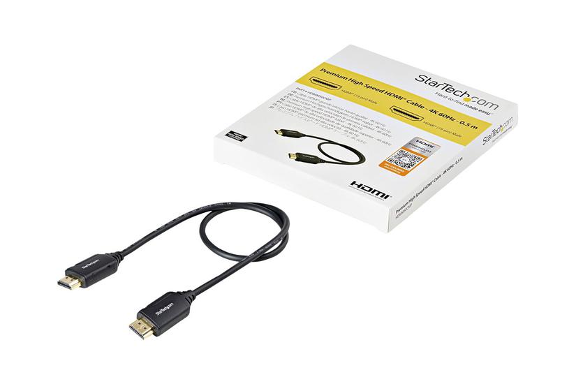 .com  .com Premium Certified High Speed Hdmi 2.0 Cable With Ethernet   1.5ft 0.5m   Hdr 4k 60hz   20 Inch Short Hdmi Male To Male Cord (hdmm50cmp)   Hdmi Kabel Med Ethernet   50 Cm fra Startech