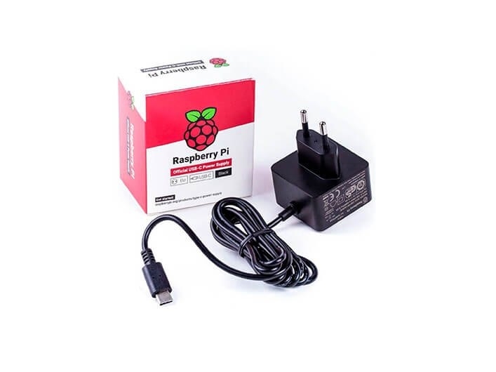 Pi   Strømforsyningsadapter   Ac 115 230 V   Sort   For   Pi 4 Model B fra Raspberry