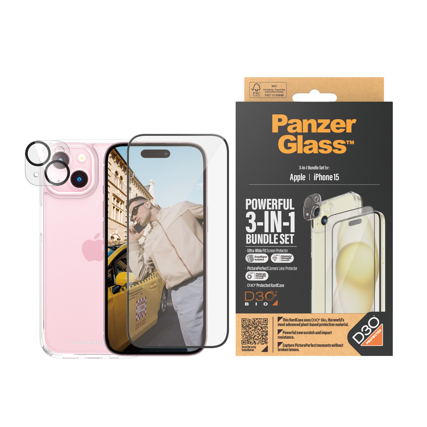 ™ | 3 I 1 Protection Pack | Apple Iphone 15 fra Panzerglass
