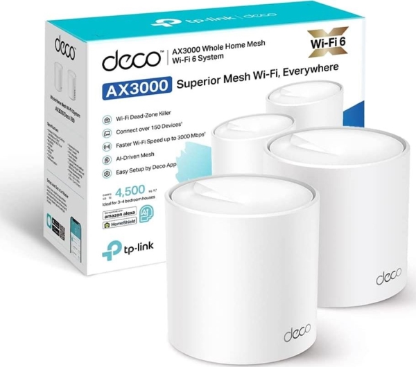 Tp Link Deco X50   Wi Fi System (2 Routere)   Op Til 4.500 Sq.ft   Mesh   Gige   Wi Fi  (802.11ax)   Multi Band   Hvid fra Tp-link