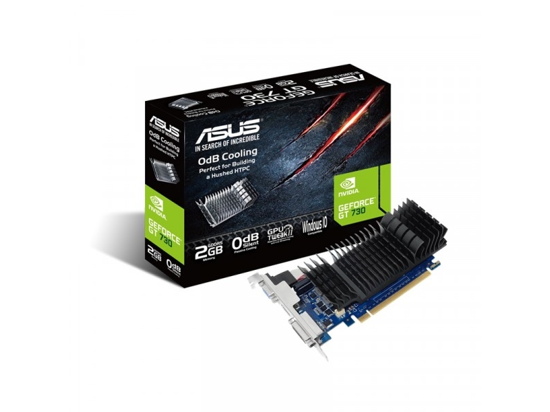 Geforce® Gt 730 Sl 2gd5 Brk   Grafikkort   Gf Gt 730   2 Gb Gddr5   Pcie 2.0 Lav Profil   Dvi, D Sub, Hdmi   Blæserløs fra Asus
